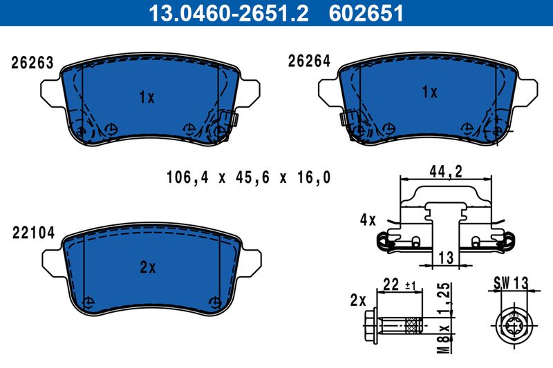 ATE 13.0460-2651.2 Brake Pad Set, disc brake