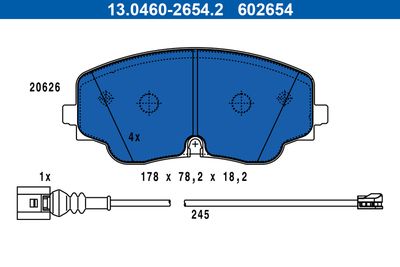 Brake Pad Set, disc brake ATE 13.0460-2654.2
