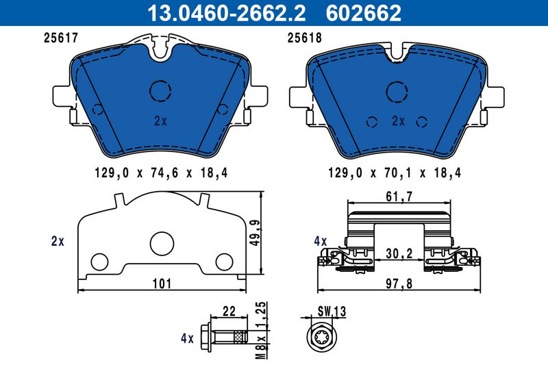 ATE 13.0460-2662.2 Brake Pad Set, disc brake