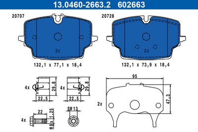 Brake Pad Set, disc brake ATE 13.0460-2663.2