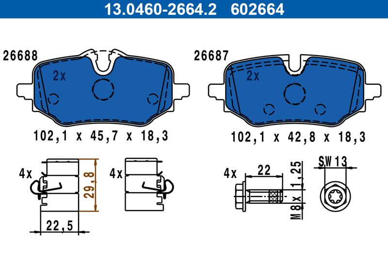 ATE 13.0460-2664.2 Brake Pad Set, disc brake
