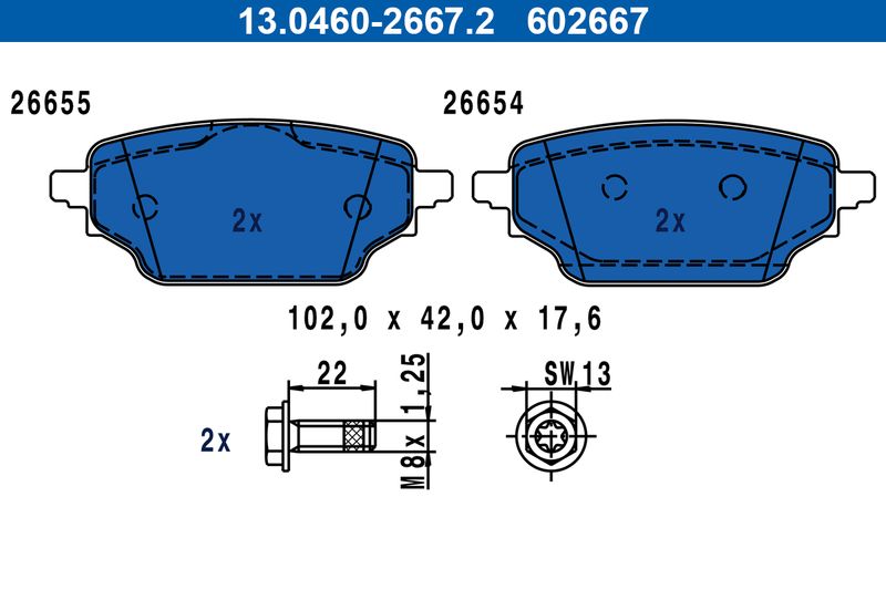 ATE 13.0460-2667.2 Brake Pad Set, disc brake