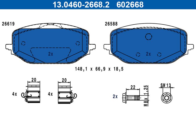 ATE 13.0460-2668.2 Brake Pad Set, disc brake