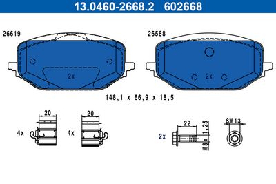 Brake Pad Set, disc brake ATE 13.0460-2668.2