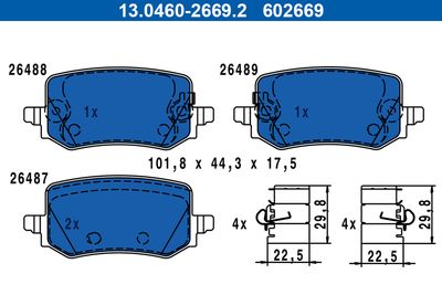 Brake Pad Set, disc brake ATE 13.0460-2669.2