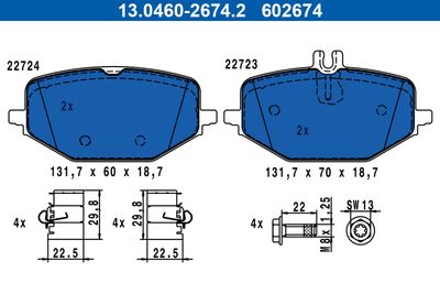 Brake Pad Set, disc brake ATE 13.0460-2674.2