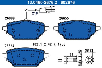 Brake Pad Set, disc brake ATE 13.0460-2676.2