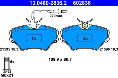 Brake Pad Set, disc brake ATE 13.0460-2836.2