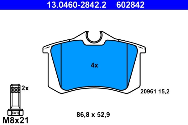 ATE 13.0460-2842.2 Brake Pad Set, disc brake