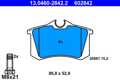 Brake Pad Set, disc brake ATE 13.0460-2842.2