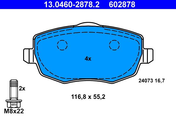 ATE 13.0460-2878.2 Brake Pad Set, disc brake