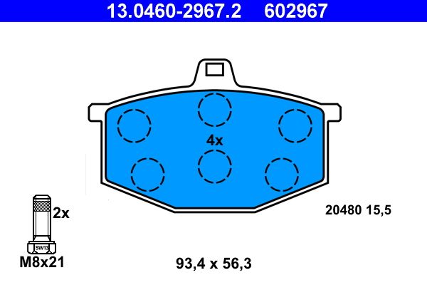 ATE 13.0460-2967.2 Brake Pad Set, disc brake