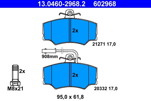 ATE 13.0460-2968.2 Brake Pad Set, disc brake
