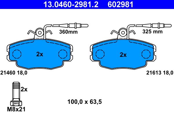 ATE 13.0460-2981.2 Brake Pad Set, disc brake