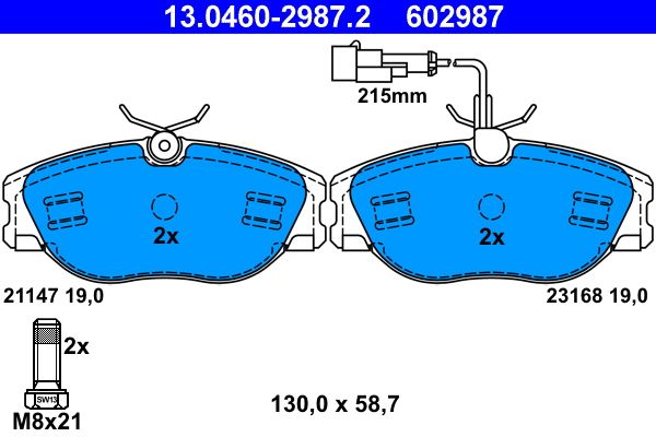 ATE 13.0460-2987.2 Brake Pad Set, disc brake