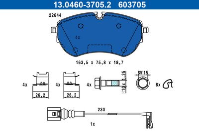Brake Pad Set, disc brake ATE 13.0460-3705.2