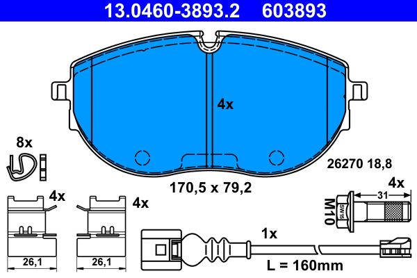 ATE 13.0460-3893.2 Brake Pad Set, disc brake