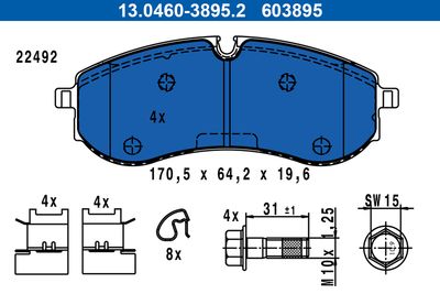 Brake Pad Set, disc brake ATE 13.0460-3895.2