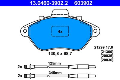 Brake Pad Set, disc brake ATE 13.0460-3902.2