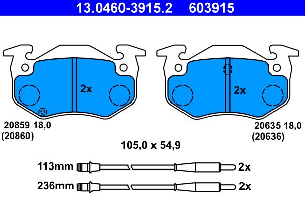 ATE 13.0460-3915.2 Brake Pad Set, disc brake