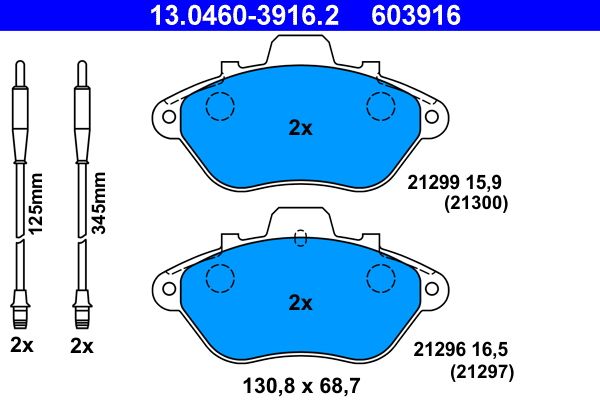 ATE 13.0460-3916.2 Brake Pad Set, disc brake