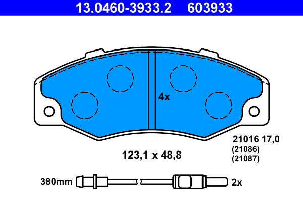 ATE 13.0460-3933.2 Brake Pad Set, disc brake