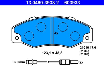 Brake Pad Set, disc brake ATE 13.0460-3933.2