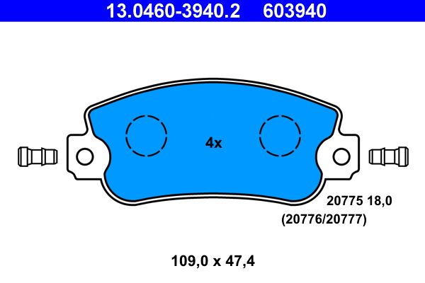 ATE 13.0460-3940.2 Brake Pad Set, disc brake