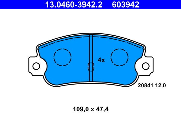 ATE 13.0460-3942.2 Brake Pad Set, disc brake