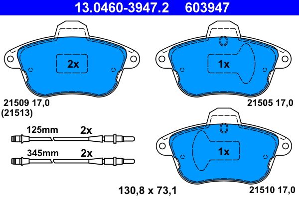 ATE 13.0460-3947.2 Brake Pad Set, disc brake