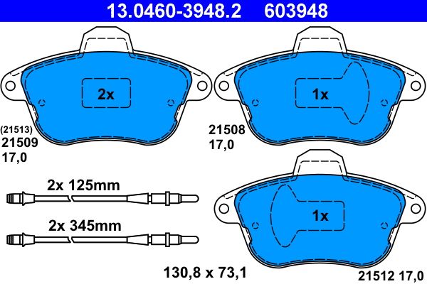 ATE 13.0460-3948.2 Brake Pad Set, disc brake