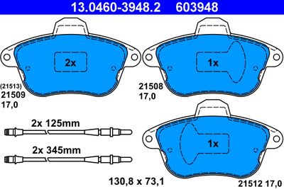 Brake Pad Set, disc brake ATE 13.0460-3948.2