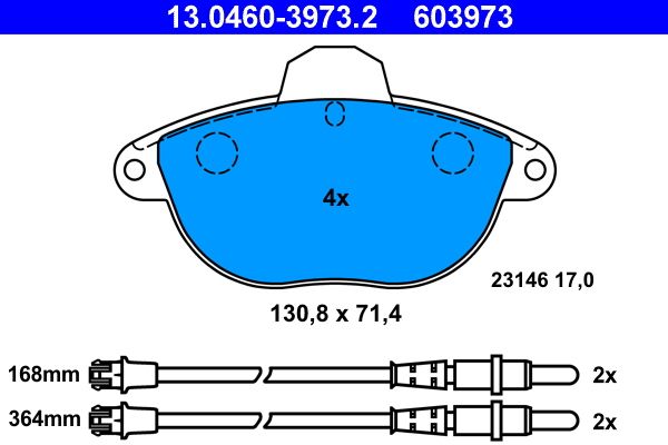 ATE 13.0460-3973.2 Brake Pad Set, disc brake