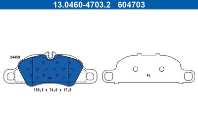 Brake Pad Set, disc brake ATE 13.0460-4703.2