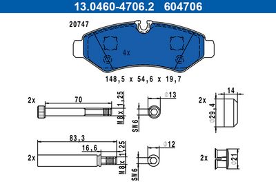 Brake Pad Set, disc brake ATE 13.0460-4706.2