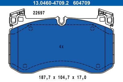 Brake Pad Set, disc brake ATE 13.0460-4709.2