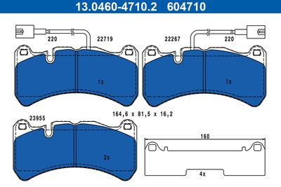 Brake Pad Set, disc brake ATE 13.0460-4710.2