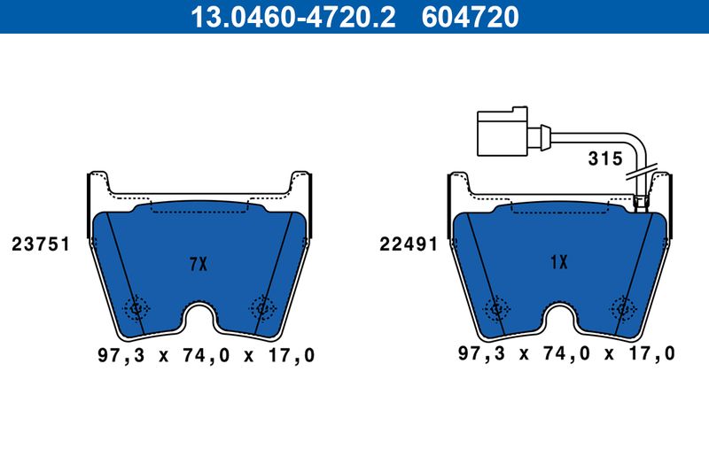 ATE 13.0460-4720.2 Brake Pad Set, disc brake