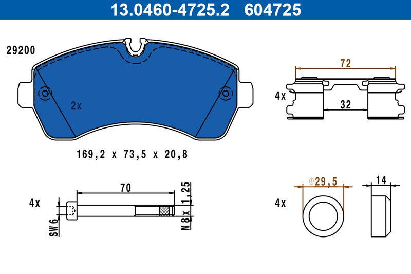 ATE 13.0460-4725.2 Brake Pad Set, disc brake