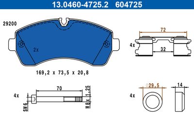 Brake Pad Set, disc brake ATE 13.0460-4725.2
