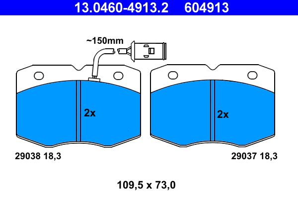 ATE 13.0460-4913.2 Brake Pad Set, disc brake