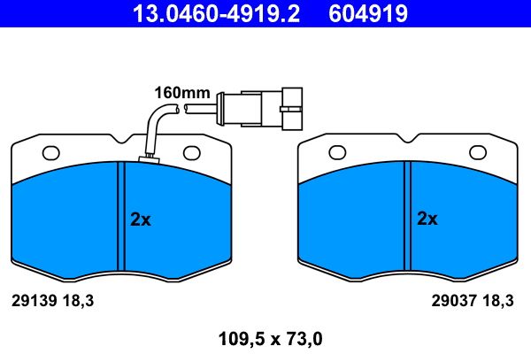 ATE 13.0460-4919.2 Brake Pad Set, disc brake