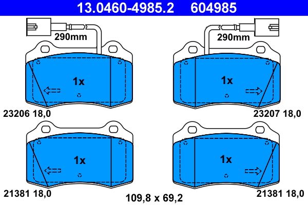 ATE 13.0460-4985.2 Brake Pad Set, disc brake