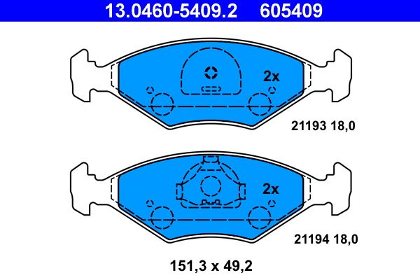 ATE 13.0460-5409.2 Brake Pad Set, disc brake