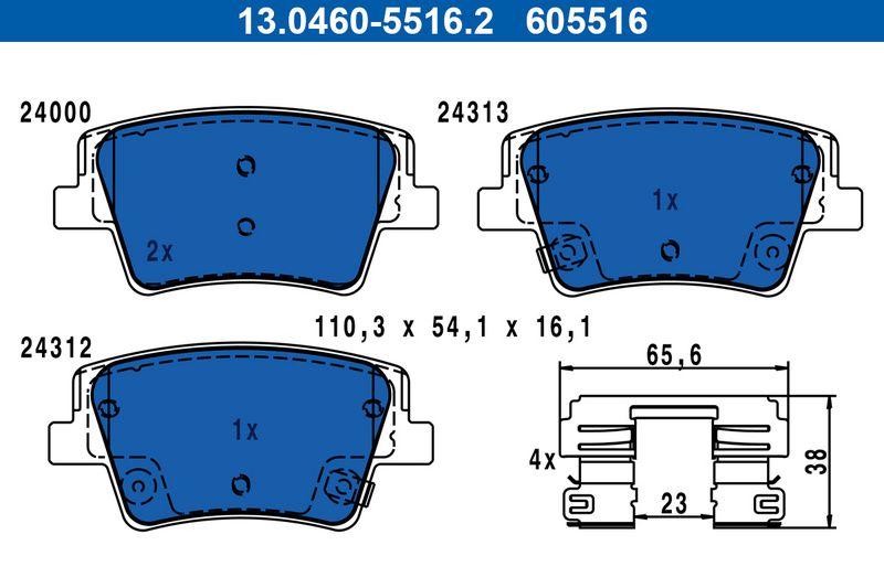 ATE 13.0460-5516.2 Brake Pad Set, disc brake