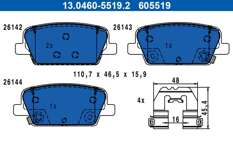 ATE 13.0460-5519.2 Brake Pad Set, disc brake