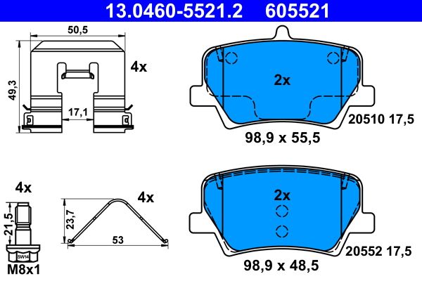 ATE 13.0460-5521.2 Brake Pad Set, disc brake