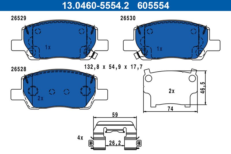 ATE 13.0460-5554.2 Brake Pad Set, disc brake