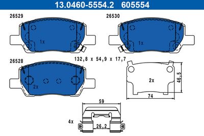 Brake Pad Set, disc brake ATE 13.0460-5554.2