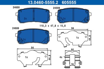 Brake Pad Set, disc brake ATE 13.0460-5555.2
